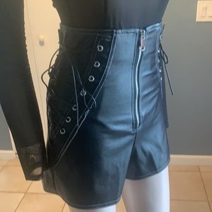 Hot ! Vegan Leather High Waist Shorts.